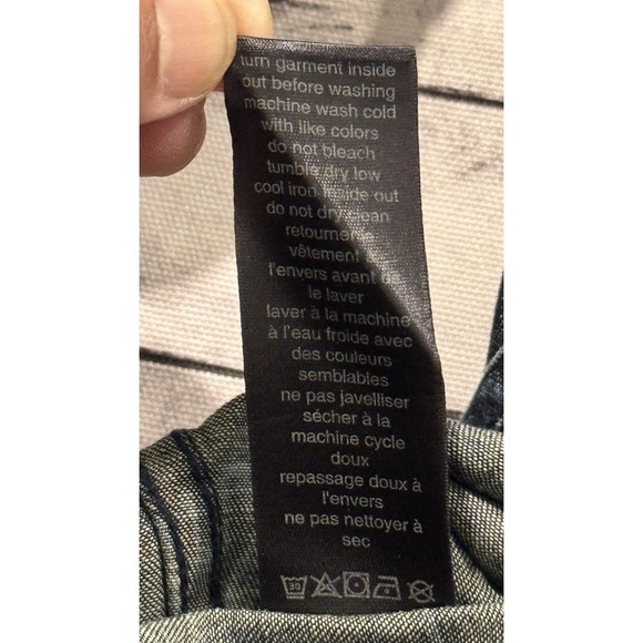 John Varvatos USA Mens Denim Pearl Snap Shirt Size M Western Dark Wash Cotton - Picture 13 of 13